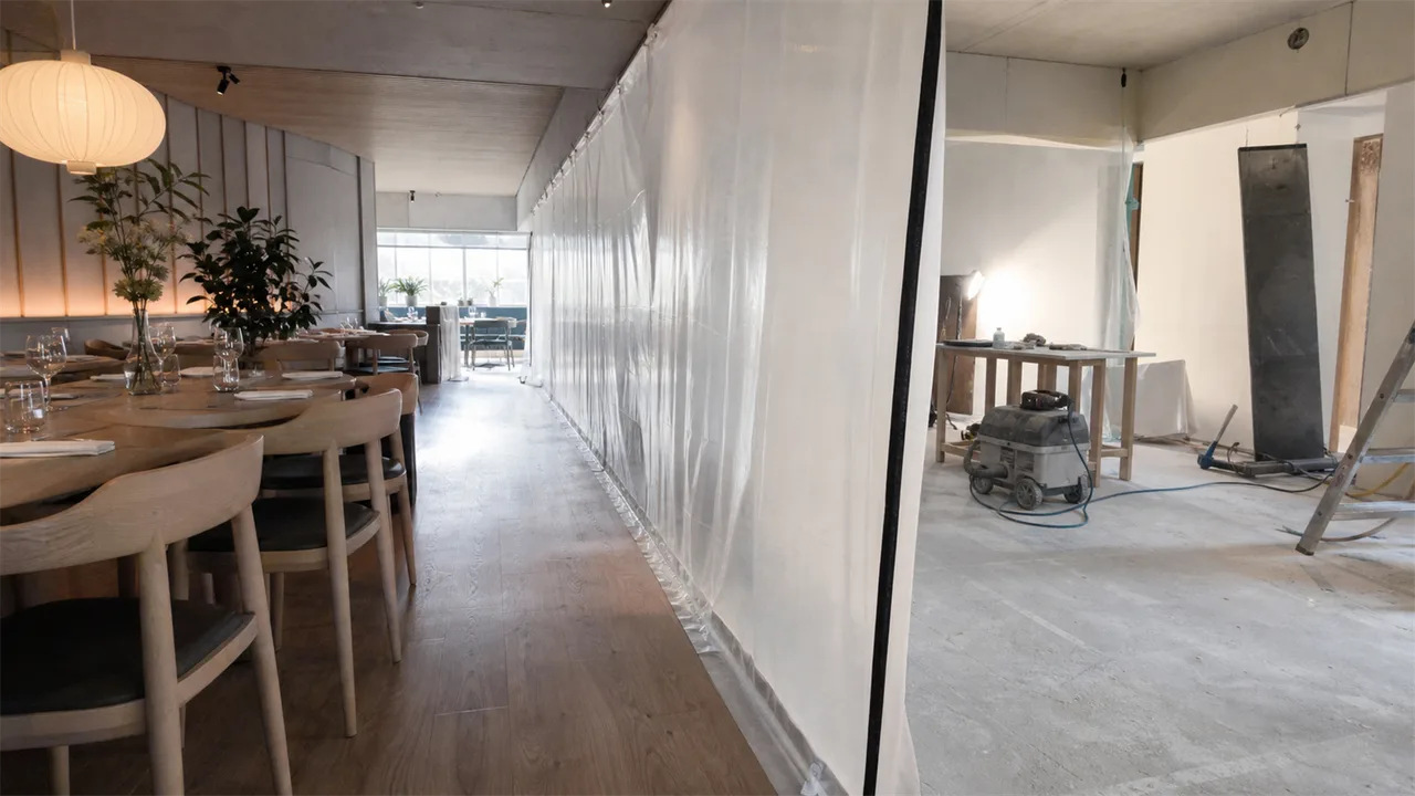 Ristorante ristrutturato per fasi con area sala attiva e area cantiere separata