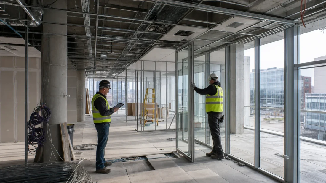 Fit out di un ufficio aziendale, cantiere di allestimento interno